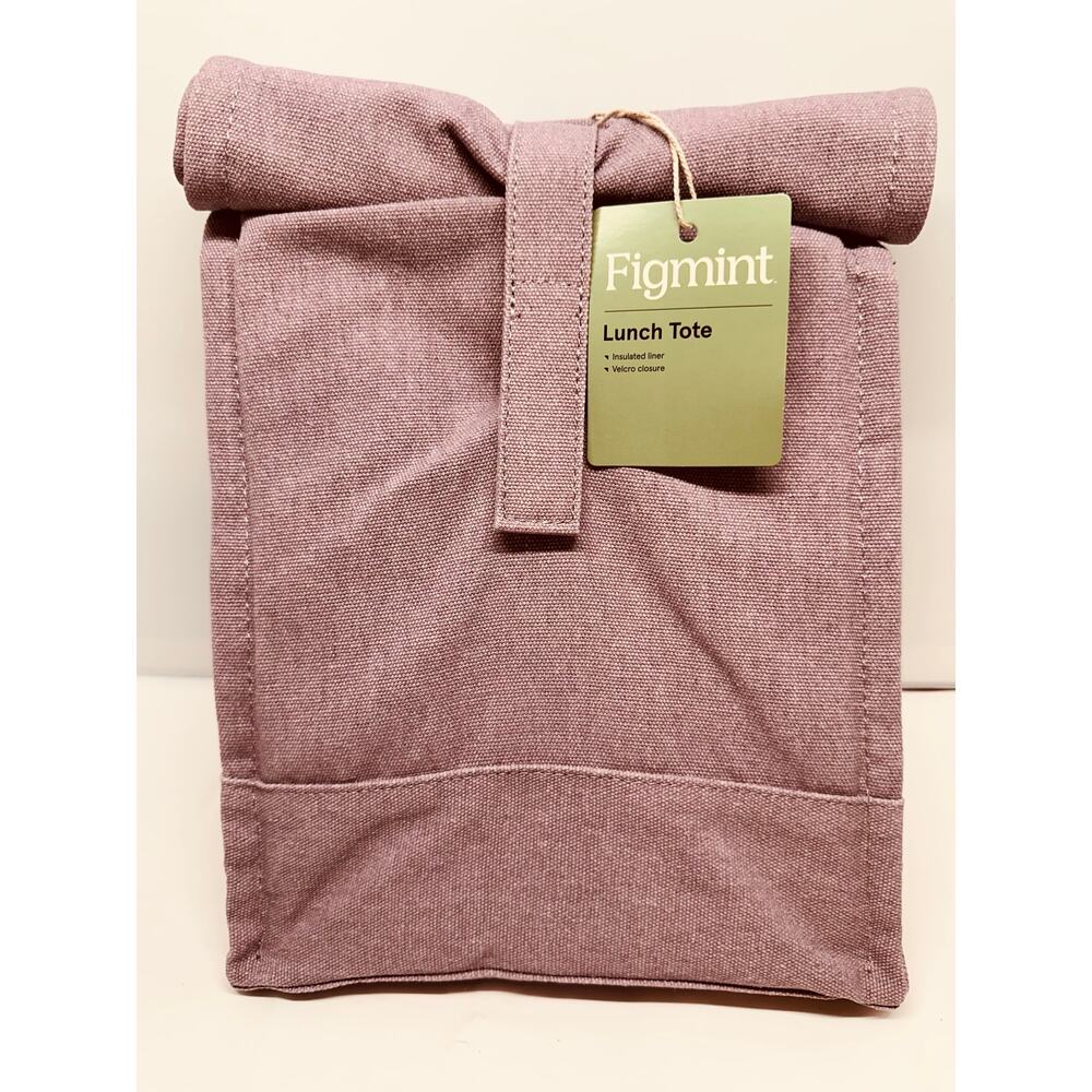 Figmint Purple/Rose Colored Roll Top Insulated Lunch Bag Tote NWT 15"x8.5"x6"